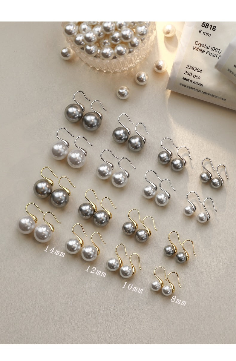 Crystal pearl earrings 12mm sterling silver 925 pearl earrings high heels models pearl earrings ear hooks 2025 new explosive models
