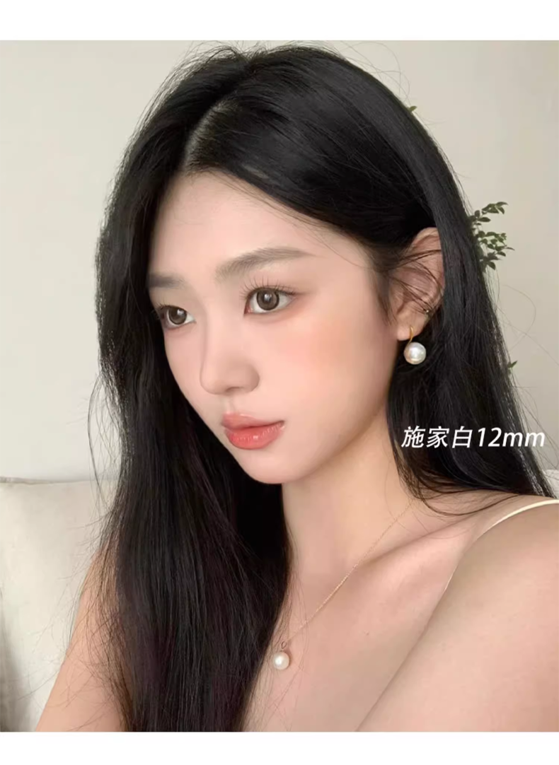 Crystal pearl earrings 12mm sterling silver 925 pearl earrings high heels models pearl earrings ear hooks 2025 new explosive models