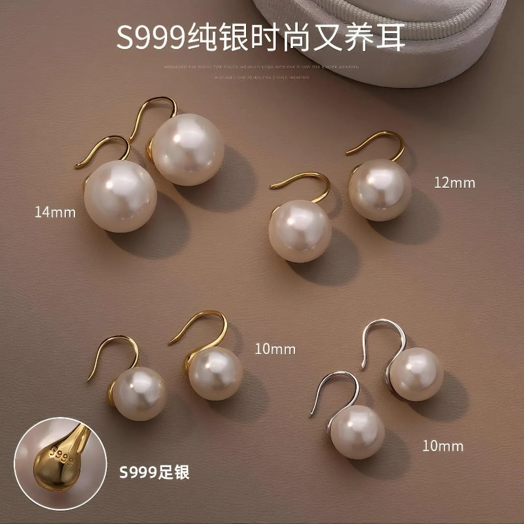 Crystal pearl earrings 12mm sterling silver 925 pearl earrings high heels models pearl earrings ear hooks 2025 new explosive models