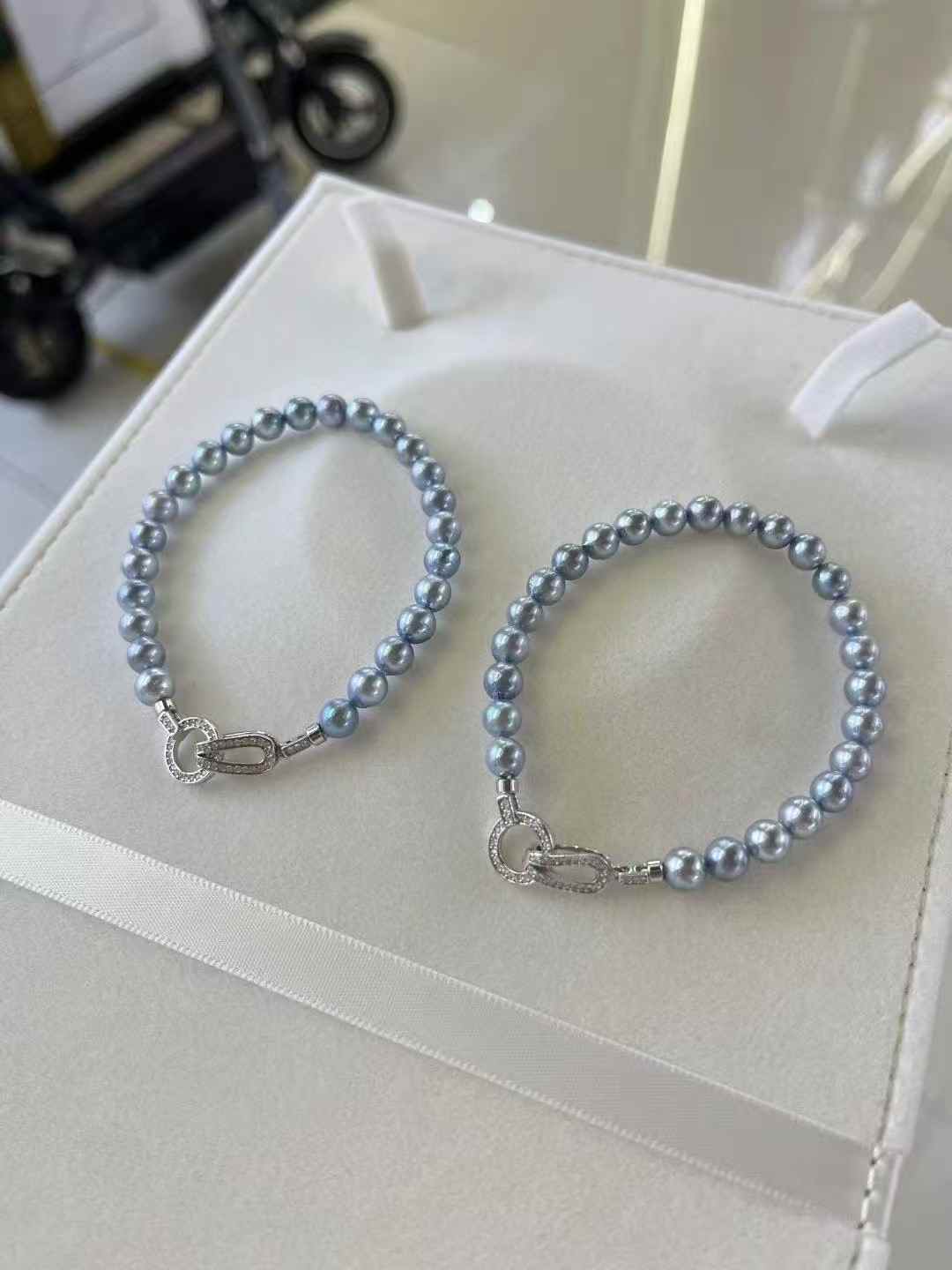 Akoya 4.5-5mm Hanadama-Grade Pearl Bracelet | AAA Luster Grey Blue | 925 Silver Clasp | Luxury Jewelry Gift