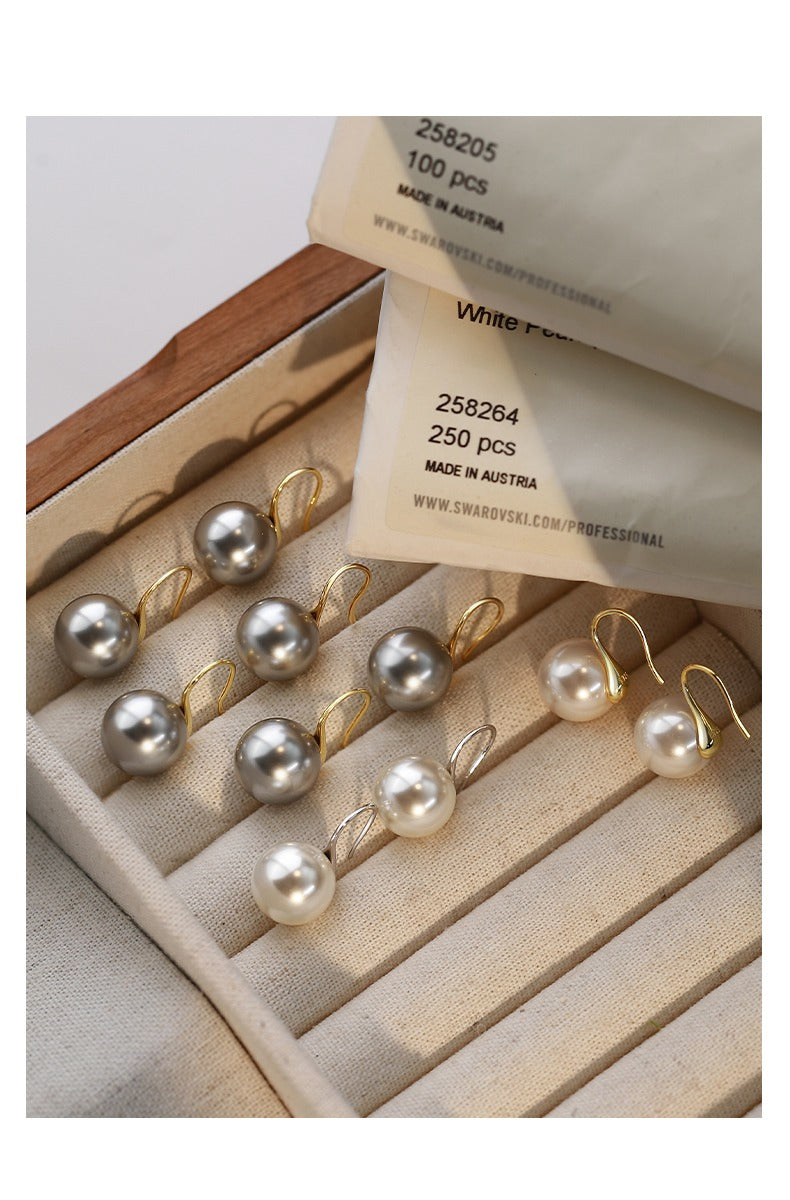 Crystal pearl earrings 12mm sterling silver 925 pearl earrings high heels models pearl earrings ear hooks 2025 new explosive models