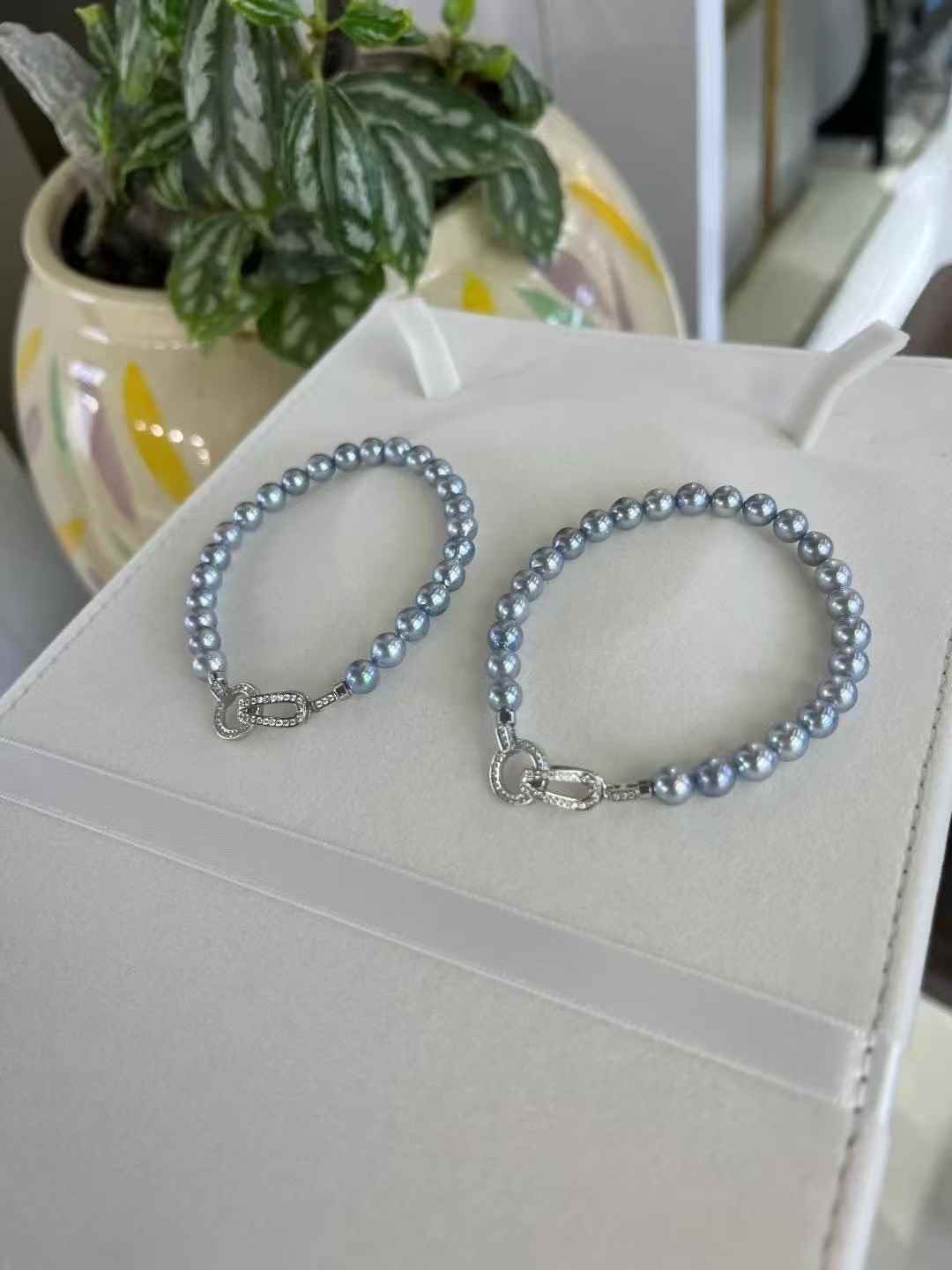Akoya 4.5-5mm Hanadama-Grade Pearl Bracelet | AAA Luster Grey Blue | 925 Silver Clasp | Luxury Jewelry Gift
