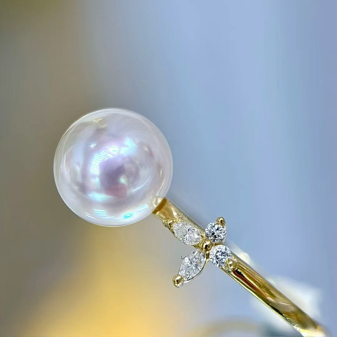 6mm freshwater pearl ring s925 silver /Everyday Essential/sunshine