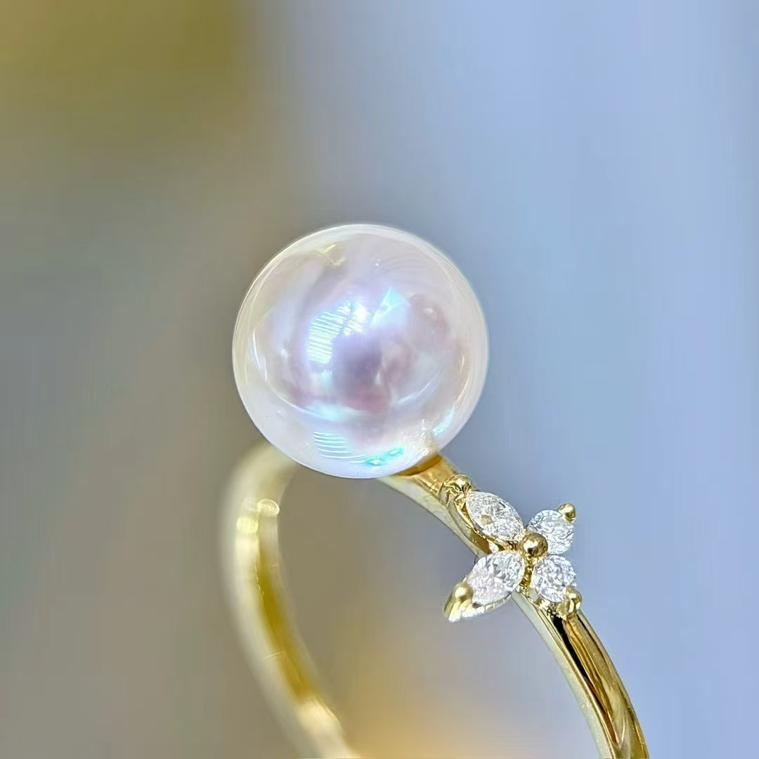 6mm freshwater pearl ring s925 silver /Everyday Essential/sunshine