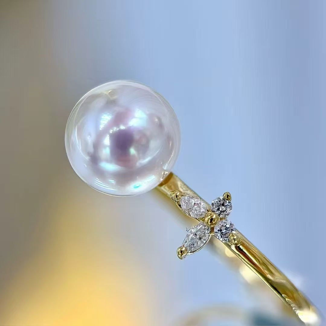 6mm freshwater pearl ring s925 silver /Everyday Essential/sunshine