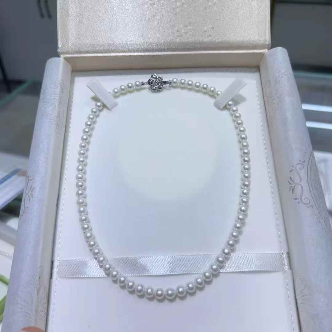 5-6mm Freshwater AK Pearl Necklace (Sterling Silver Clasp·Icy White)