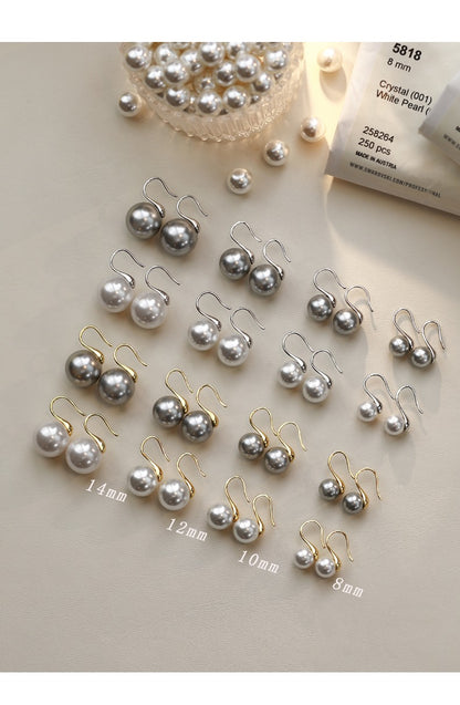 Crystal pearl earrings 12mm sterling silver 925 pearl earrings high heels models pearl earrings ear hooks 2025 new explosive models