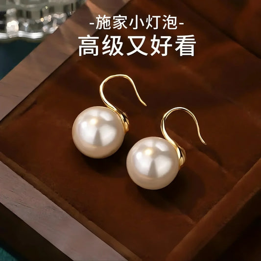 Crystal pearl earrings 12mm sterling silver 925 pearl earrings high heels models pearl earrings ear hooks 2025 new explosive models