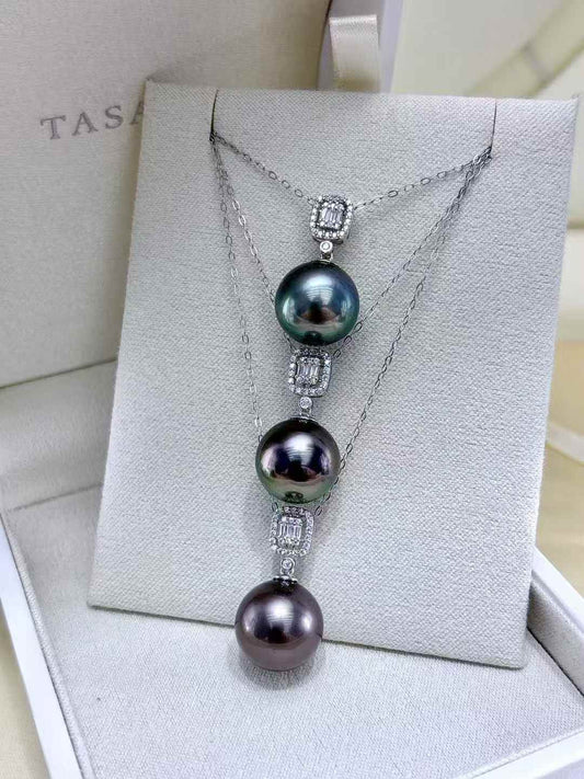 🔥【Flash Sale】Tahitian 12-13mm AAA Round Pearl Necklace | 925 Sterling Silver | Last 3 Pieces!