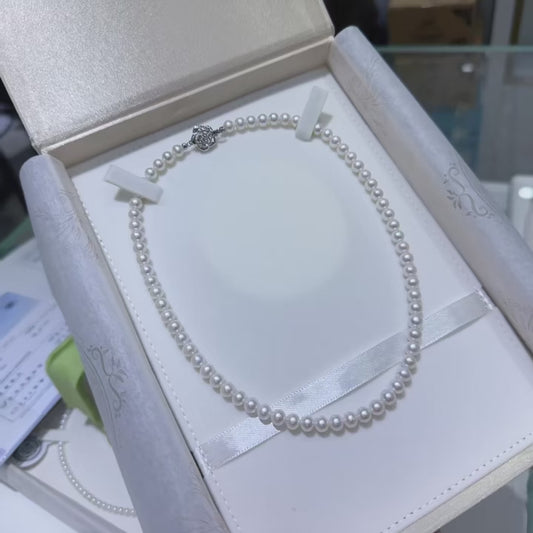 5-6mm Freshwater AK Pearl Necklace (Sterling Silver Clasp·Icy White)