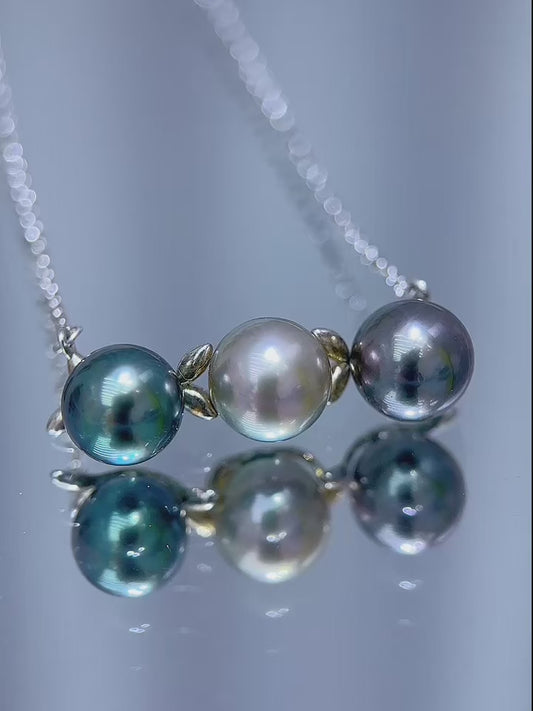 South Pacific Star | AAA grade Tahitian black pearl (8-9mm) natural light  blooming