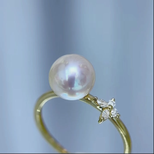 6mm Akoya pearl ring s925 silver /Everyday Essential/sunshine
